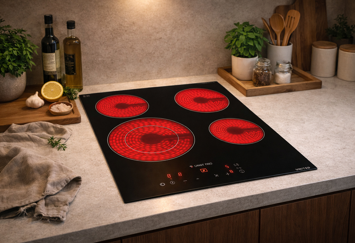 Απεικονίζεται η εστία σε πάγκο κουζίνας.